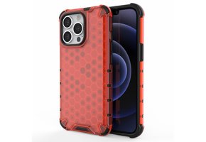 Lunso - Honinggraat Armor Backcover hoes - iPhone 13 Pro - Rood