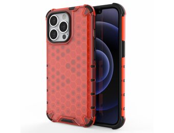 Lunso - Honinggraat Armor Backcover hoes - iPhone 13 Pro - Rood