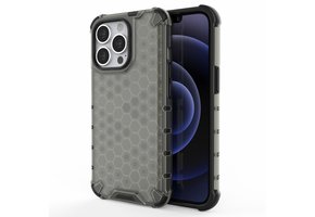 Lunso - Honinggraat Armor Backcover hoes - iPhone 13 Pro - Zwart