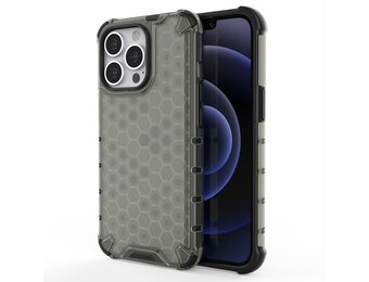 Lunso - Honinggraat Armor Backcover hoes - iPhone 13 Pro - Zwart