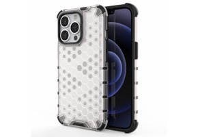 Lunso - Honinggraat Armor Backcover hoes - iPhone 13 Pro - Wit