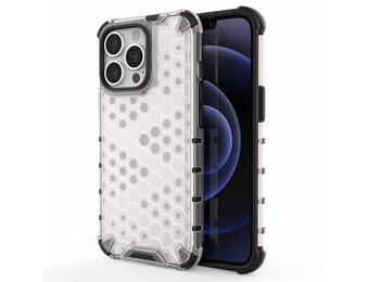 Lunso - Honinggraat Armor Backcover hoes - iPhone 13 Pro - Wit