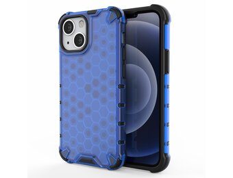 Lunso - Honinggraat Armor Backcover hoes - iPhone 13 Mini - Blauw