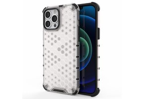 Lunso - Honinggraat Armor Backcover hoes - iPhone 13 Pro Max - Wit