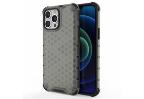 Lunso - Honinggraat Armor Backcover hoes - iPhone 13 Pro Max - Zwart