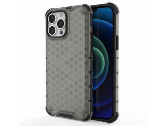 Lunso - Honinggraat Armor Backcover hoes - iPhone 13 Pro Max - Zwart