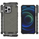 iPhone 13 Pro Max Honinggraat Armor Backcover hoes Zwart