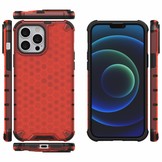 iPhone 13 Pro Max Honinggraat Armor Backcover hoes Rood