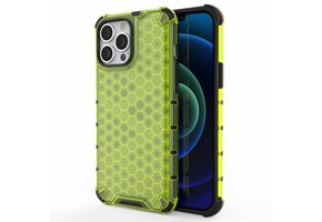 Lunso - Honinggraat Armor Backcover hoes - iPhone 13 Pro Max - Fluor Geel