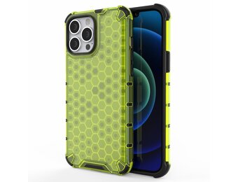 Lunso - Honinggraat Armor Backcover hoes - iPhone 13 Pro Max - Fluor Geel