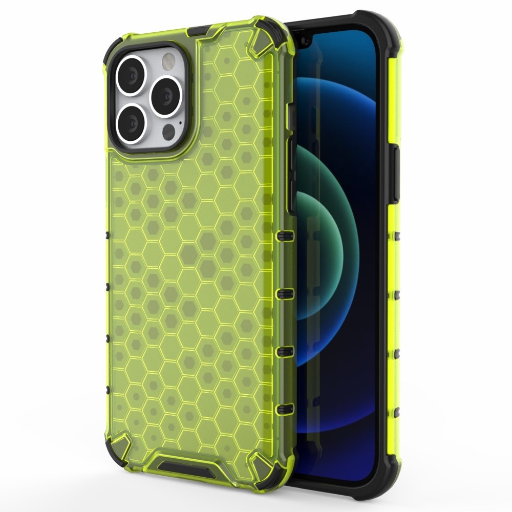 iPhone 13 Pro Max Honinggraat Armor Backcover hoes Fluor Geel