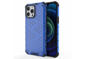 Lunso - Honinggraat Armor Backcover hoes - iPhone 13 Pro Max - Blauw
