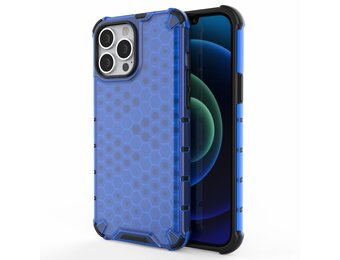 Lunso - Honinggraat Armor Backcover hoes - iPhone 13 Pro Max - Blauw