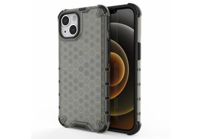Lunso - Honinggraat Armor Backcover hoes - iPhone 13 - Zwart