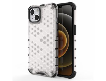 Lunso - Honinggraat Armor Backcover hoes - iPhone 13 - Wit