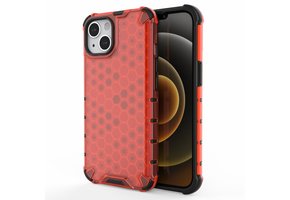 Lunso - Honinggraat Armor Backcover hoes - iPhone 13 - Rood