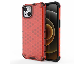Lunso - Honinggraat Armor Backcover hoes - iPhone 13 - Rood