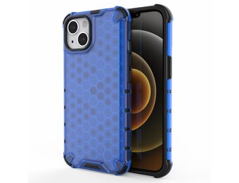 Lunso - Honinggraat Armor Backcover hoes - iPhone 13 - Blauw