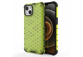 Lunso - Honinggraat Armor Backcover hoes - iPhone 13 - Fluor Geel