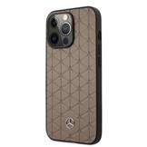 iPhone 13 Pro Max Lederen Quilted Stars backcover hoes Bruin