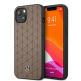 iPhone 13 Lederen Quilted Stars backcover hoes Bruin