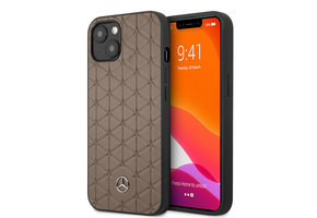 Mercedes - Lederen Quilted Stars backcover hoes - iPhone 13  - Bruin