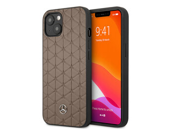 Mercedes - Lederen Quilted Stars backcover hoes - iPhone 13  - Bruin