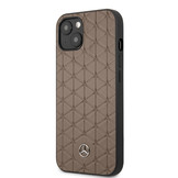 iPhone 13 Lederen Quilted Stars backcover hoes Bruin
