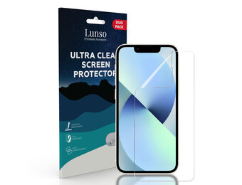 Lunso - Duo Pack (2 stuks) Beschermfolie - Full Cover Screen Protector - iPhone 13 Mini
