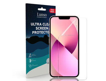 Lunso - Duo Pack (2 stuks) Beschermfolie - Full Cover Screen Protector - iPhone 13 / iPhone 13 Pro