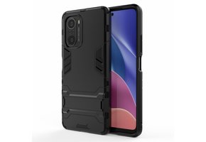 Lunso - Double Armor backcover hoes met stand - Xiaomi Mi 11i / Poco F3 - Zwart