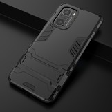 Xiaomi Mi 11i en Xiaomi Poco F3 Double Armor Backcover hoes met stand Zwart