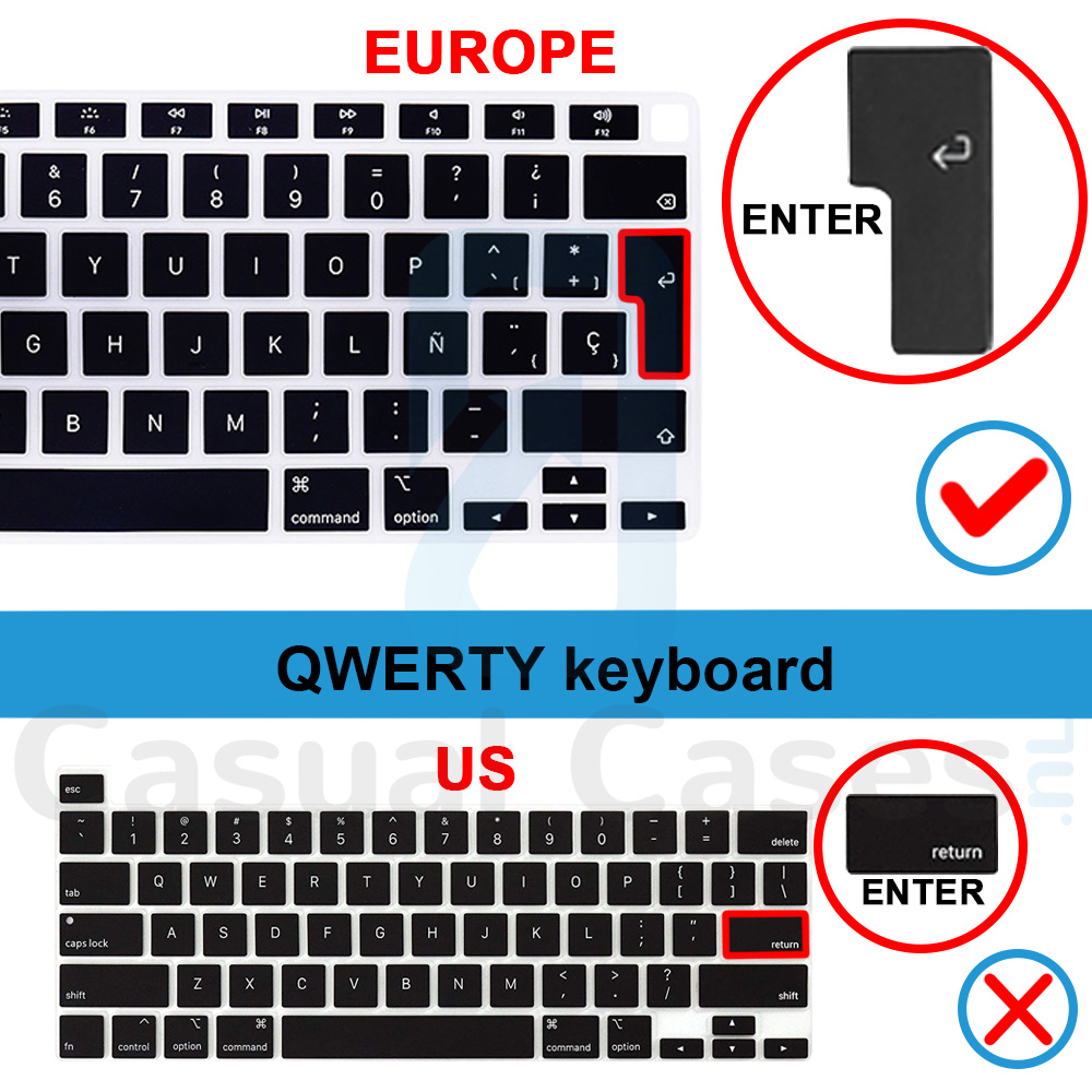 (EU) MacBook Air 13 inch (2022-2026), MacBook Air 15 inch, MacBook Pro 14 inch en MacBook Pro 16 inch (2021-2026) Keyboard Cover - Transparant