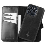 iPhone 13 Pro lederen afneembare 2-in-1 bookcase hoes - Zwart