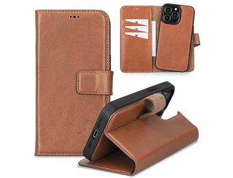NorthLife - iPhone 13 Pro - Lederen Afneembare 2-in-1 bookcase hoes - Cognac