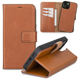 iPhone 13 lederen afneembare 2-in-1 bookcase hoes - Cognac