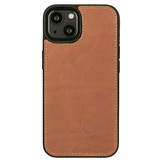 iPhone 13 lederen afneembare 2-in-1 bookcase hoes - Cognac