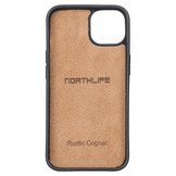 iPhone 13 lederen afneembare 2-in-1 bookcase hoes - Cognac