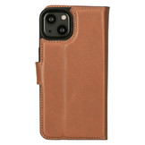 iPhone 13 lederen afneembare 2-in-1 bookcase hoes - Cognac