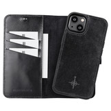 iPhone 13 lederen afneembare 2-in-1 bookcase hoes - Zwart