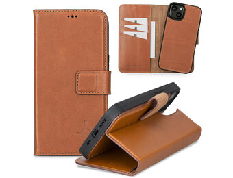 NorthLife - iPhone 13 Mini - Lederen Afneembare 2-in-1 bookcase hoes - Cognac