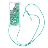 Samsung Galaxy S22 Ultra Backcover hoes Glitter Groen met koord