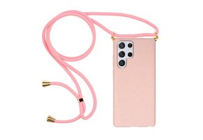 Lunso - Backcover hoes met koord - Samsung Galaxy S22 Ultra - Roze