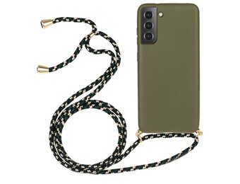 Lunso - Backcover hoes met koord - Samsung Galaxy S22 Plus - Army Groen