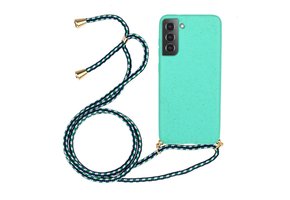 Lunso - Backcover hoes met koord - Samsung Galaxy S22 - Cyaan