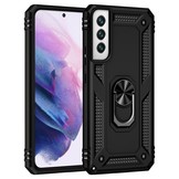 Samsung Galaxy S22 Armor backcover hoes met ringhouder Zwart