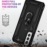 Samsung Galaxy S22 Armor backcover hoes met ringhouder Zwart