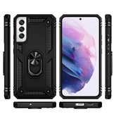 Samsung Galaxy S22 Armor backcover hoes met ringhouder Zwart