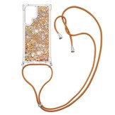 Samsung Galaxy S22 Ultra Backcover hoes Glitter Goud met koord