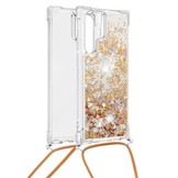 Samsung Galaxy S22 Ultra Backcover hoes Glitter Goud met koord